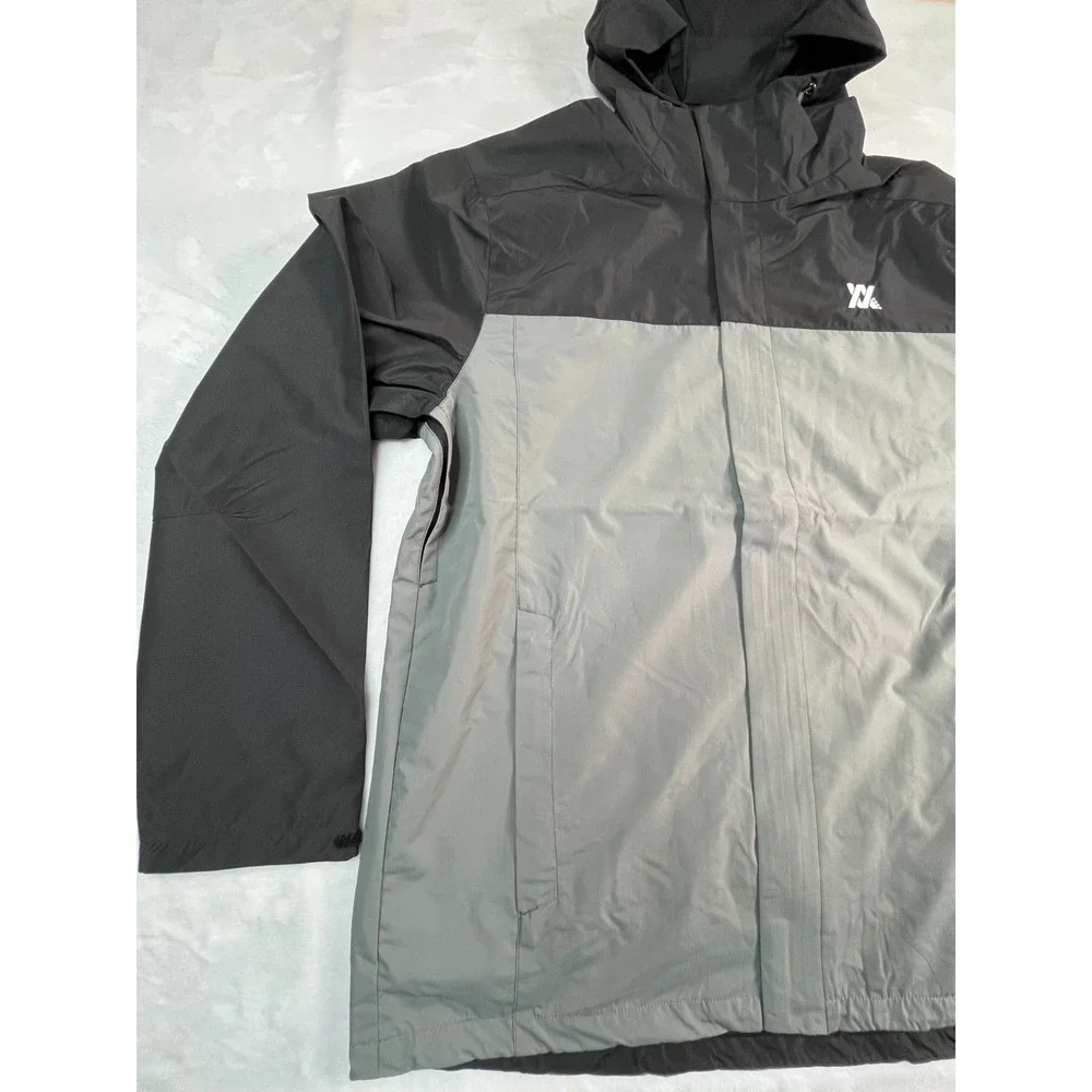 NWT‎ DIXXON Mens 2XL Tech Jacket Gray Hooded Rain Windbreaker Zippered Pockets